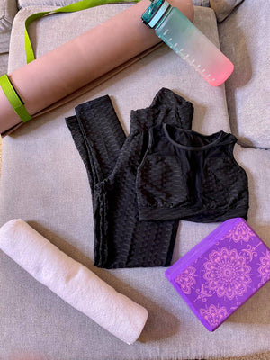 High waist body contouring 2-piece yoga set